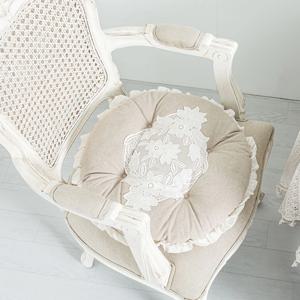 쟈스민 원형 프릴 자수 쿠션 방석(솜 일체형)