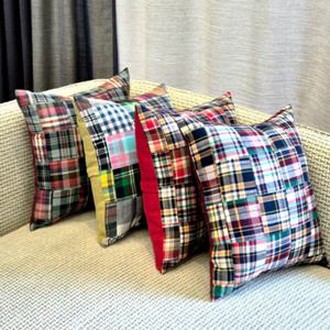 마드라스 쿠션커버 체크 패턴  40x40, 50x50