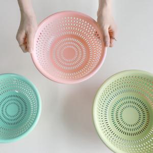 채반 물빠짐 채소 타공 바구니 볼 원형 플라스틱 바스켓 2size 3color