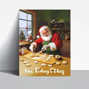 크리스마스 포스터 요리하는산타 크리스마스 포스터