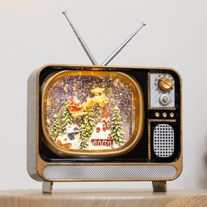 크리스마스 TV 워터오르골 (어댑터포함) 고급 LED 대형 장식 30x20cm 소품