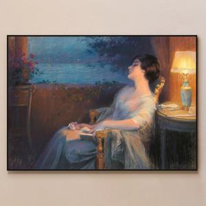 델핀 앙졸라스- 바다의 속삭임 운치있는 밤바다 귀부인 명화 그림 포스터