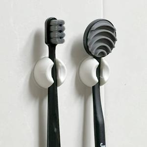 1+1 흡착식 칫솔꽂이 공중부양 무타공 벽부착 실리콘 걸이 홀더 거치대 화이트