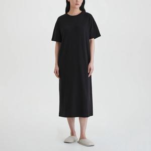 여 스마트 코튼 반팔 라운지 원피스_솔리드