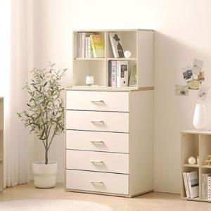 수납력 좋은 크림화이트 5단서랍장 4칸선반set 800