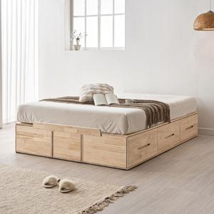 톡시 원목 서랍형 침대 프레임 저상형 수납침대 퀸