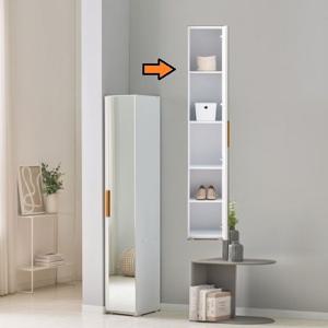 여학생방 화이트무드 전신거울도어 5단선반장300