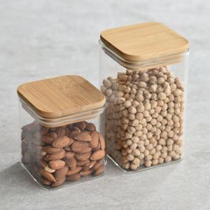 원목뚜껑 사각 내열유리병 760ml
