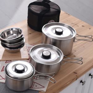 캠핑 스텐 코펠 냄비 식기 그릇 세트 3 4인용