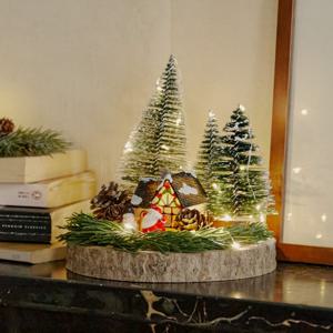 크리스마스 소품 15개 세트 눈사람 산타 장식 오브제 포레스트하우스 (LED전구포함)