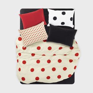 레이어로그#2 퍼프리 레드/베이지 도트&60수 블랙 이불 커버/차렵이불