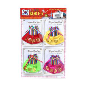 전통 한복 메모부착기 4P 세트 ( 한국기념품 외국인선물 냉장고자석 메모홀더 답례품 )