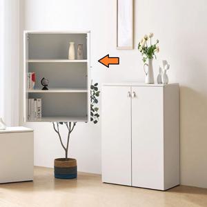 모던 가죽손잡이 주방 3단선반 양문수납장(800 화이트)