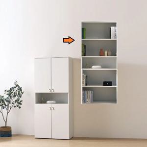 다이닝룸 심플화이트 와이드 5단선반 양문형도어 수납장800