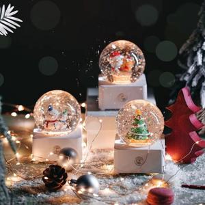 [해외] 크리스마스 스노우볼 오르골 LED 원형 워터볼 크리스마스장식 3종