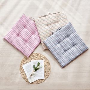 세미 잔체크 양면 사각 끈방석 3colors