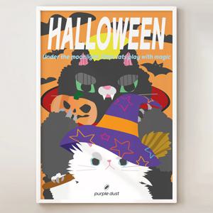 할로윈 그림 고양이 포스터 마녀 드라큘라 액자 인테리어