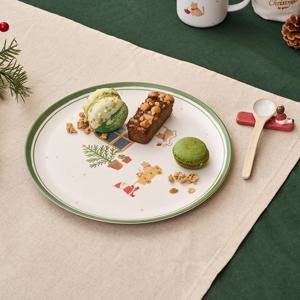 L 크리스마스 귀요미냥 뱀부파이버 큰 원형접시 D25