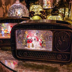 빈티지 라디오 랜턴 워터볼 4type / 크리스마스 눈사람 오르골 무드등