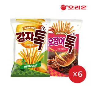 마켓오 감자톡 허브솔트 (80g) x 6개 + 오징어톡 (80g) x 6개