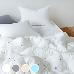 별 달 자수 먼지없는 몽글몽글 워싱 마이크로 소프트 피치스킨 봄 가을 간절기 차렵이불 세트