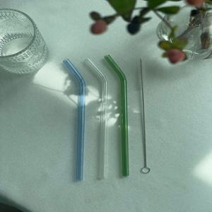 내열유리 빨대 glass straw (3 colors) 커브형 다회용 빨대