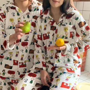 피너츠 정품 굿나잇 레드 스누피 겨울 극세사 커플 수면 잠옷 파자마세트