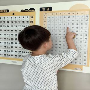 A2 옐로우 포스터 3종(알파벳,한글,숫자) 프리미엄 유아포스터 키즈룸 벽보