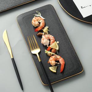 골드라인 매트블랙 스톤 고급 스테이크 접시 직사각형 중 10인치 플랫접시