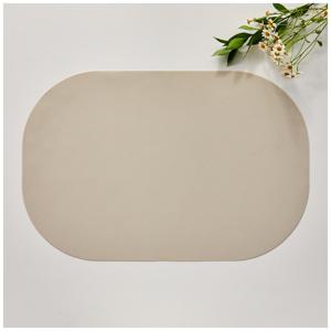 가죽패턴 실리콘 둥근사각모양 식탁매트 그레이