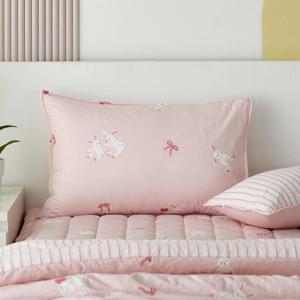 마미허그 소프트워싱 쁘띠래빗 베개커버 40x60 핑크