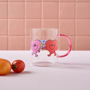 러브투게더 내열 유리 손잡이 유리잔 핑크핸들 430ml
