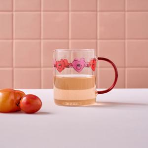 러브투게더 내열 유리 손잡이 유리잔 레드핸들 430ml