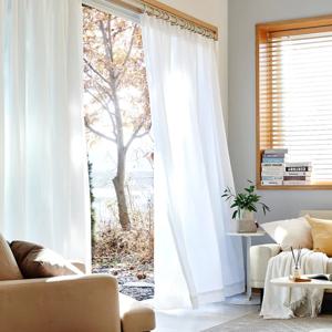 차르르 쉬폰 나비주름 긴창문커튼 140x235 화이트 2p