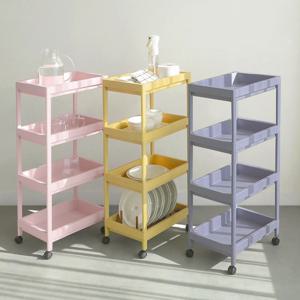 이동식 4단 선반 3color 바퀴 트롤리 수납정리함 틈새수납