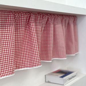 폼폼 주방 창문 바란스 주방창 커튼 체크 무늬 2color