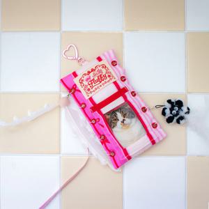 고양이 미끼 장난감 정리 보관 포카 포토카드 키링 홀더 (리본)