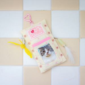 고양이 미끼 장난감 정리 보관 포카 포토카드 키링 홀더 (레몬)