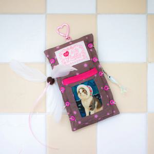 고양이 미끼 장난감 정리 보관 포카 포토카드 키링 홀더 (초코)