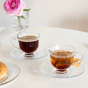 글라스웨어 유리 찻잔 커피잔 세트 티 홍차잔 2set