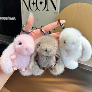 뽀송 밍크 토끼 인형 키링 에어팟 키홀더 가방 파우치 열쇠고리 백참 소품