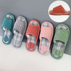 3중 쿠션 면실내화 워셔블 체크 거실 슬리퍼 5colors