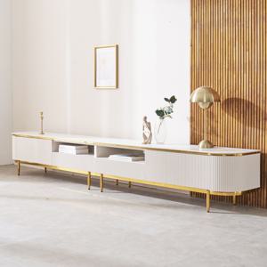 모르텐 세라믹 템바보드 대형 거실 TV 장식장 골드 거실장 2600