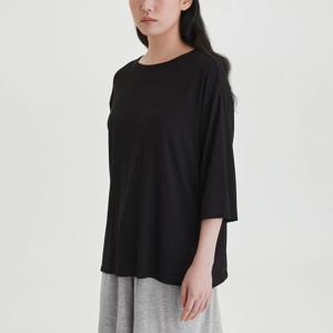 여 레이온 스트레치 5부 라운지 티셔츠_솔리드