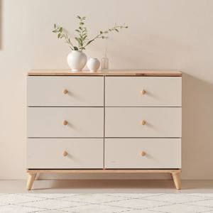 [리퍼]이사벨 원목 3단 1200 와이드 서랍장 내추럴화이트