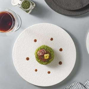 모노 스톤 플레이팅 접시 파스타 초밥 디저트 플레이트 1개, 원형/20cm, 화이트