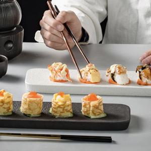 모노 스톤 플레이팅 접시 파스타 초밥 디저트 플레이트 1개, 직사각/31.5cm, 화이트