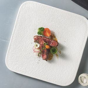 모노 스톤 플레이팅 접시 파스타 초밥 디저트 플레이트 1개, 정사각/21cm, 화이트