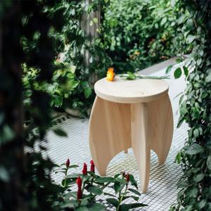 원목 원형 의자 - 시그니쳐 커브