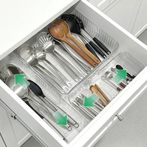 1+1 길이조절 서랍정리 트레이 수저정리함 화장대 책상 칸막이 아크릴 투명